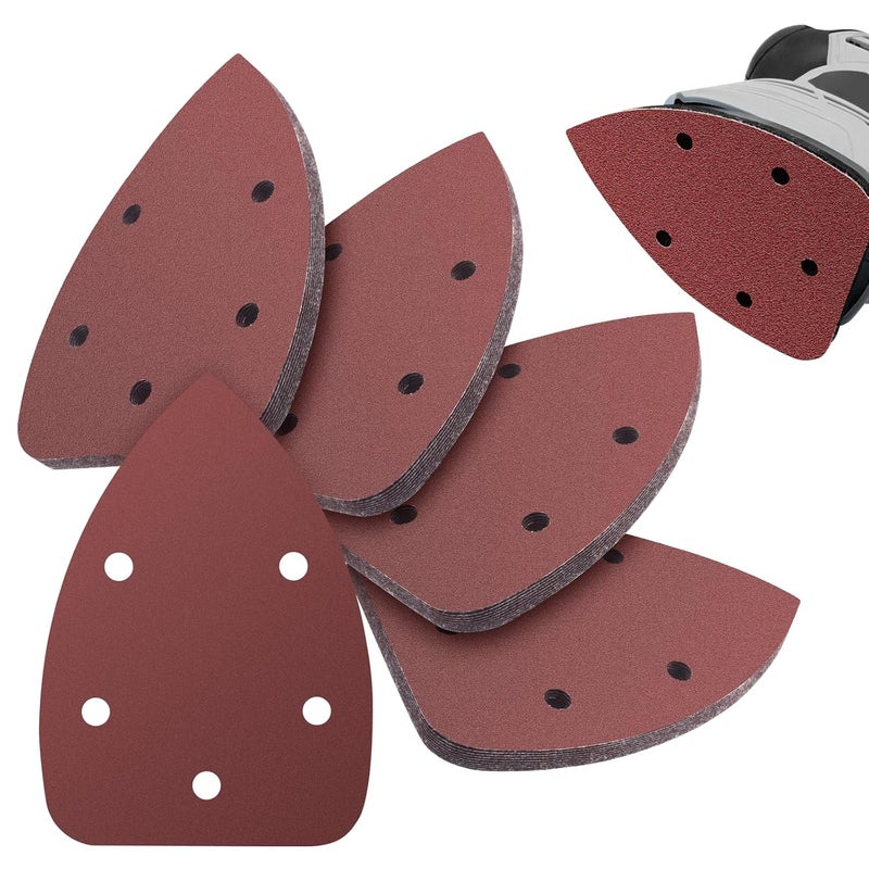LOLOLE 50PCS Mouse Detail Sander Sandpaper, 240 Grits Triangle Sanding Pads, 5 Holes Sanding Sheets Sandpaper Assortment, Sander Pads Sander Paper Mouse Sand Paper for Sanding Polishing - Image 1